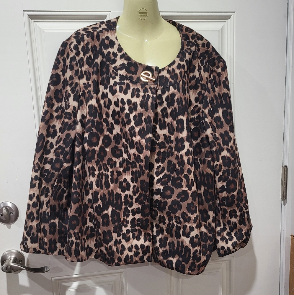 Charter Club midnight in paris toggle blazer 2xl warm toffee animal print